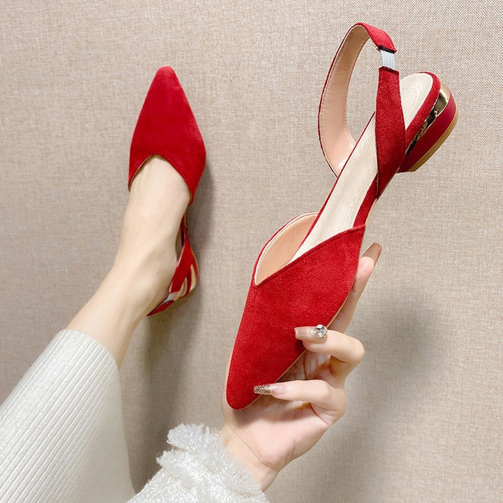 Damen Slingback-Pantoletten aus hochwertigem Wildleder mit feinem Absatz Drune