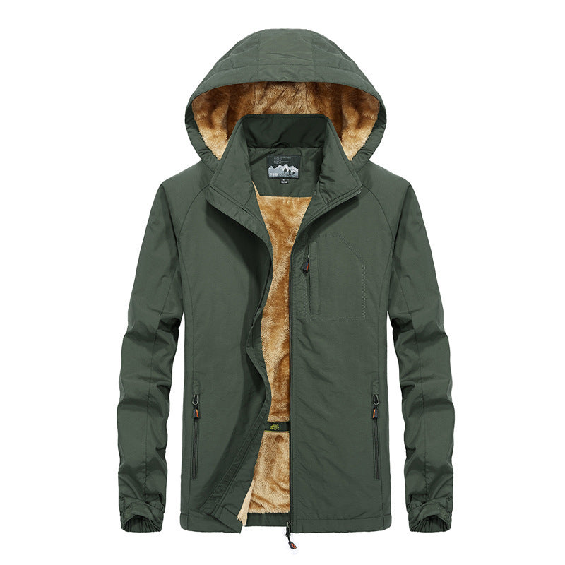 Herren Winddichte Softshell-Kapuzenjacke mit thermischer Teddyfutter-Innenlage Drune