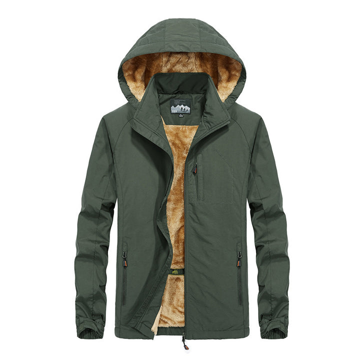 Herren Winddichte Softshell-Kapuzenjacke mit thermischer Teddyfutter-Innenlage Drune