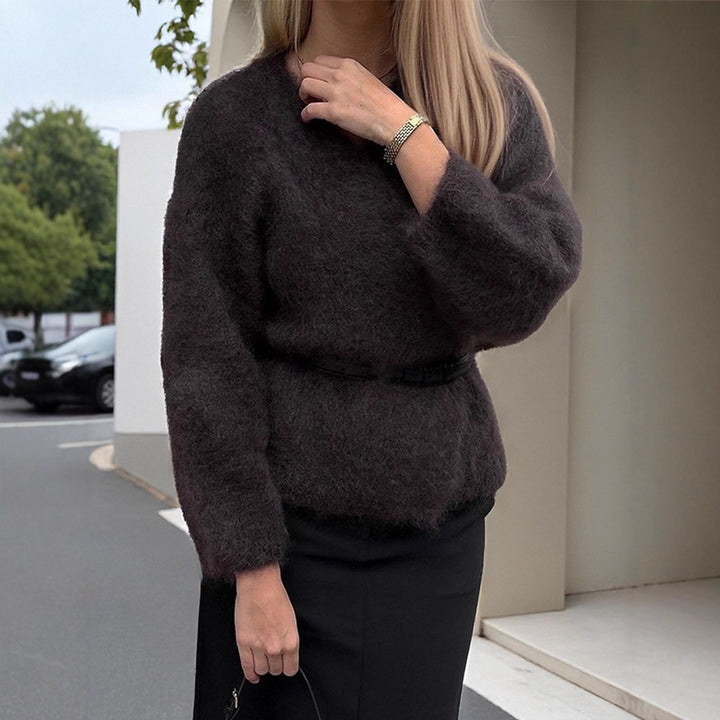 Damen Flauschiger Mohair-Pullover mit Ballonärmeln und leichtem Cropped-Schnitt Drune