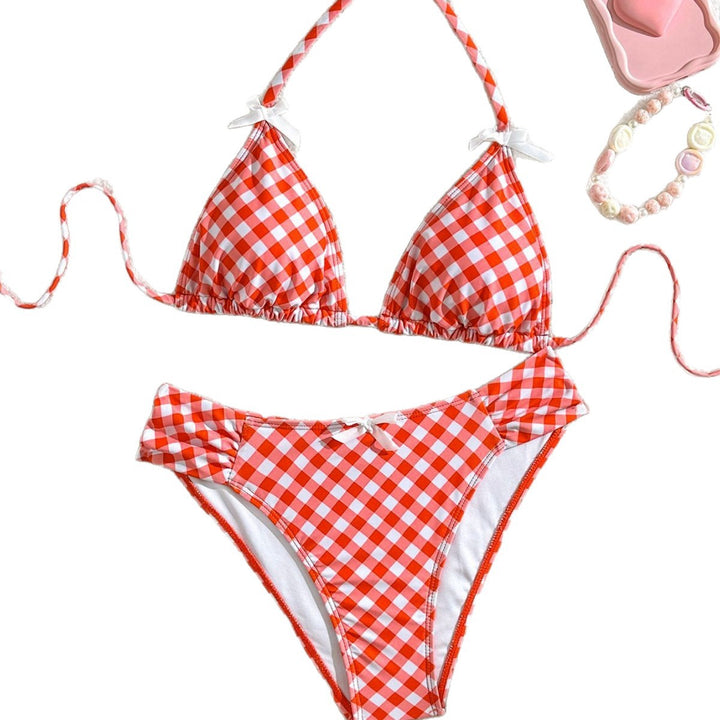 Damen Triangel-Bikini mit verspieltem Karomuster Drune