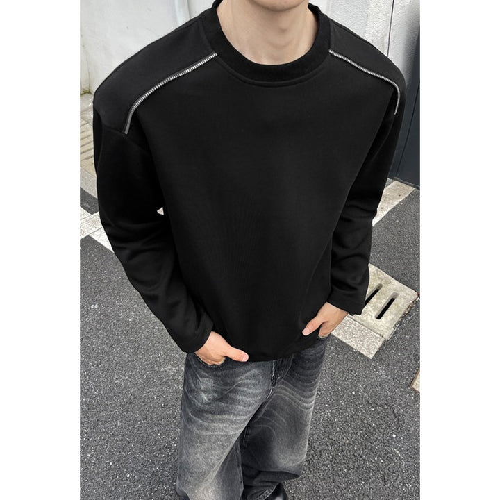 Herren Oversize-Rundhals-Sweatshirt mit überschnittener Schulter und dekorativen Steppnähten Drune