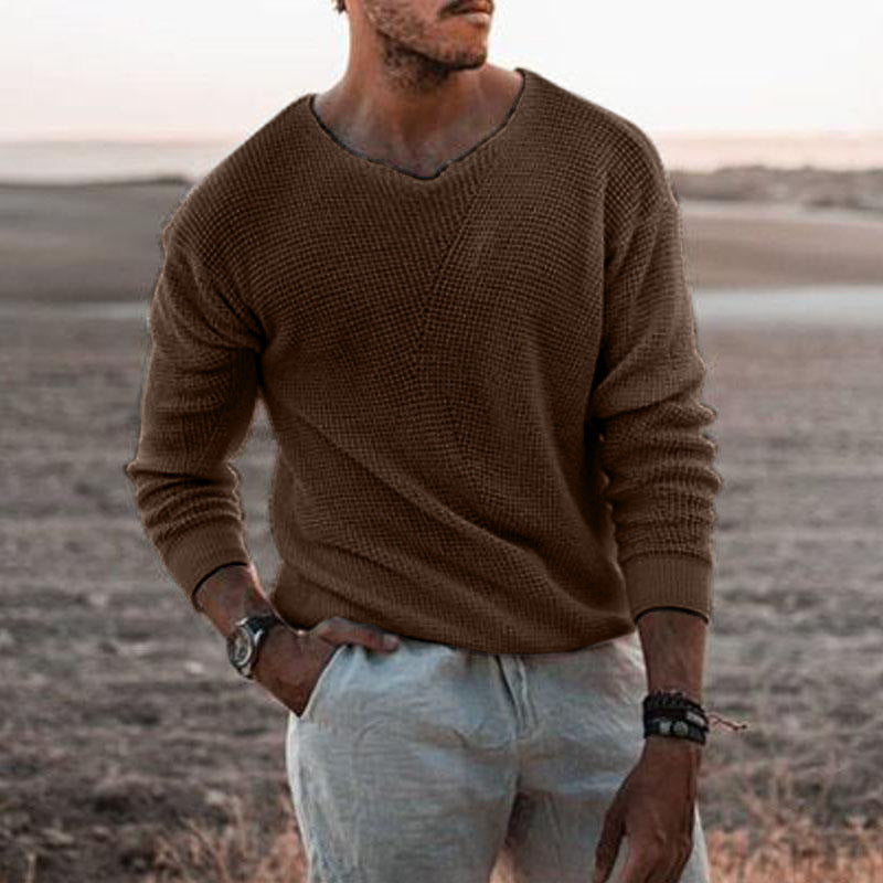 Herren Pullover mit V-Ausschnitt und strukturiertem Design Drune