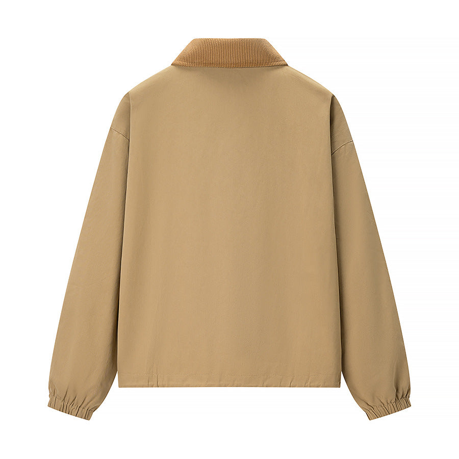 Damen Kurzjacke im Workwear-Stil mit Kordkragen, Reißverschluss und aufgesetzten Brusttaschen Drune