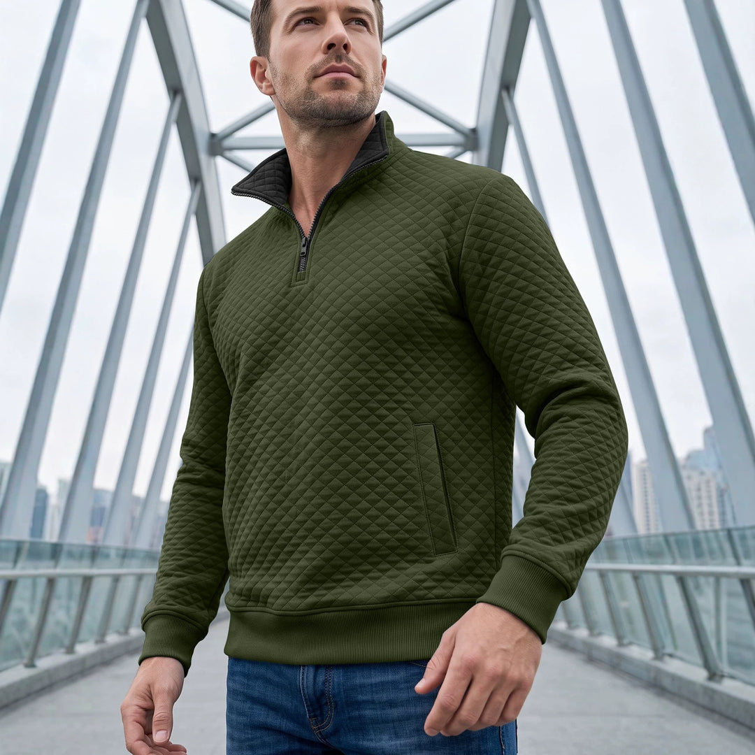 Herren Stepppullover mit Troyerkragen und Halbzip Drune