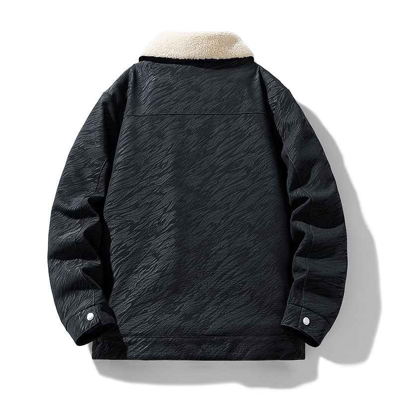 Herren Lässige Kunstlederjacke mit Teddyfutter Drune