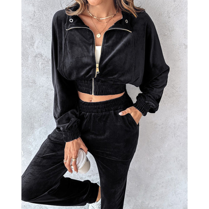 Damen Trainingsanzug mit cropped Jacke und elastischem Bund Drune
