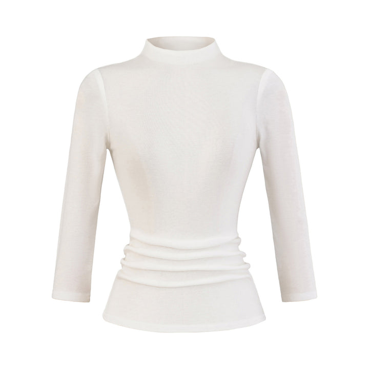 Damen Langarmshirt mit Stehkragen und Raffungsdetails Drune