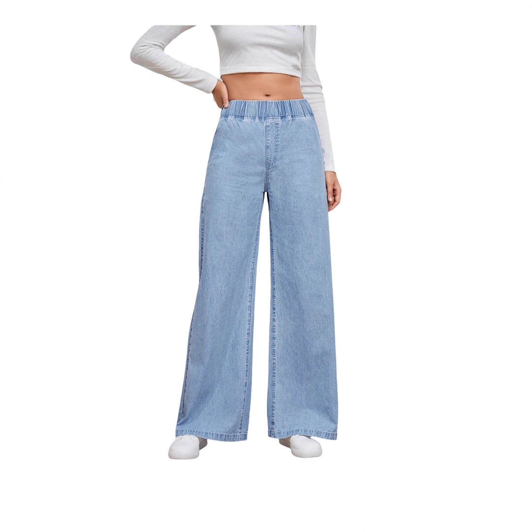 Damen weite High-Waist Jeans mit elastischem Bund und elegantem Schnitt Drune