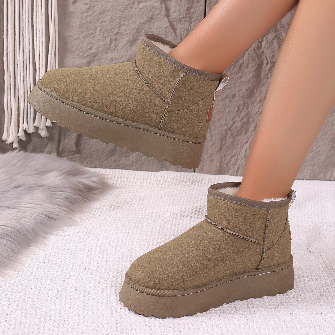 Damen Gefütterte Kurzstiefel mit Plateau‑Sohle und Velours‑Optik Drune