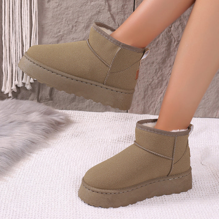 Damen Gefütterte Kurzstiefel mit Plateau‑Sohle und Velours‑Optik Drune