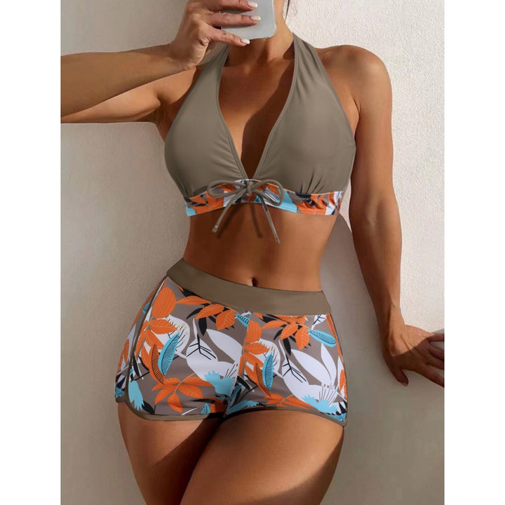 Damen Hochgeschlossen Bikini mit verspieltem Blumenmuster Drune