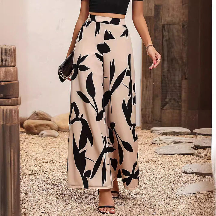 Damen Hochtaillierte Sommerhose mit floralem Druck Drune