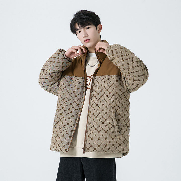 Herren Steppjacke mit Allover-Muster und hohem Kragen Drune