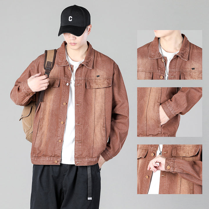 Herren modische Denimjacke mit funktionalen Taschen und lässigem Schnitt Drune