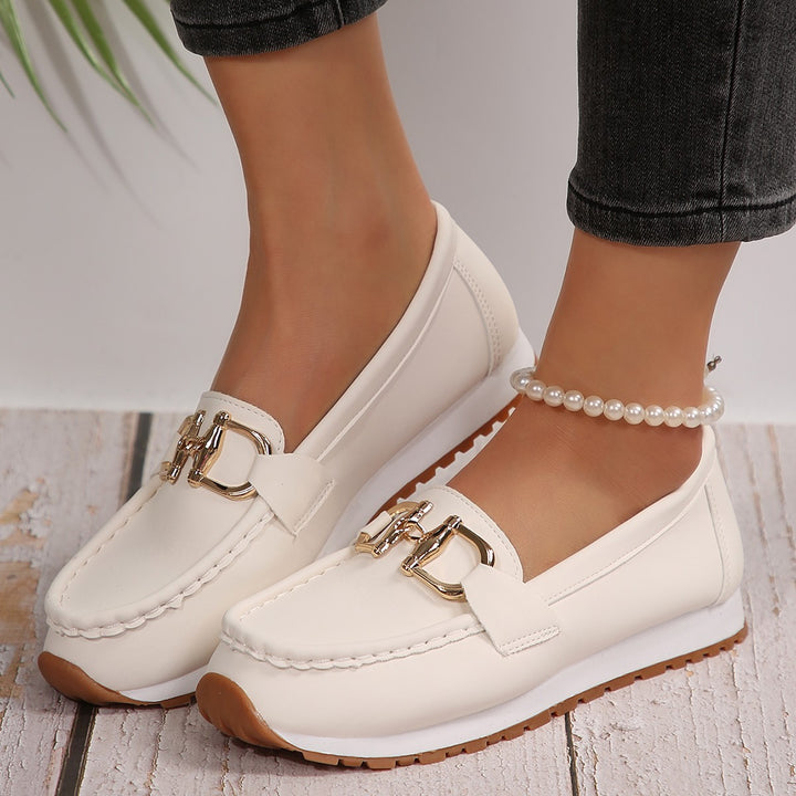 Damen Angesagte Plateau‑Loafer mit Gold‑Horsebit und gepolstertem Komfortfußbett Drune