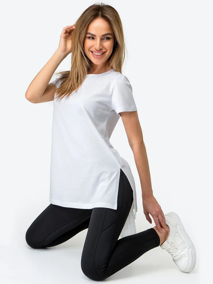 Damen lässiges Longline T-Shirt mit seitlichen Schlitzen und hohen Tragekomfort Drune