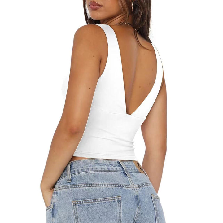 Damen figurbetontes V-Ausschnitt Top Drune