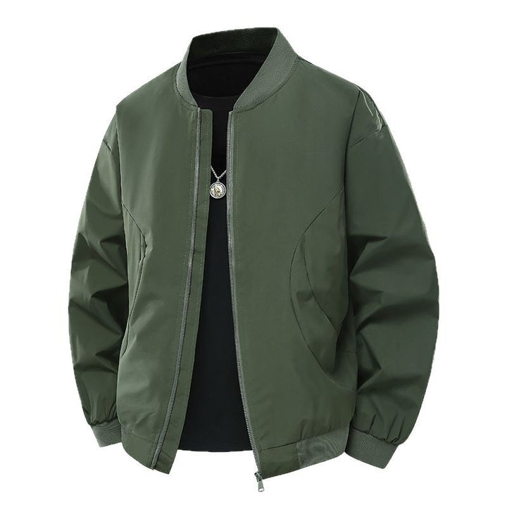 Herren Minimalistische Bomberjacke mit standigem Kragen, Zwei-Wege-Reißverschluss & seitlichen Eingrifftaschen Drune