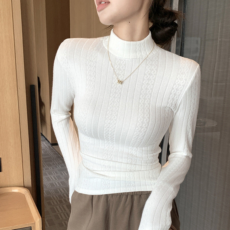 Damen Elegantes Langarm-Ripp-Oberteil Drune