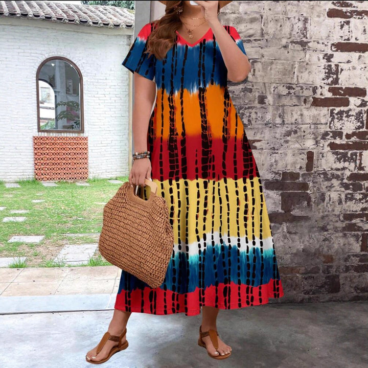 Damen Maxikleid mit modernem Farbverlauf und grafischem Muster Drune