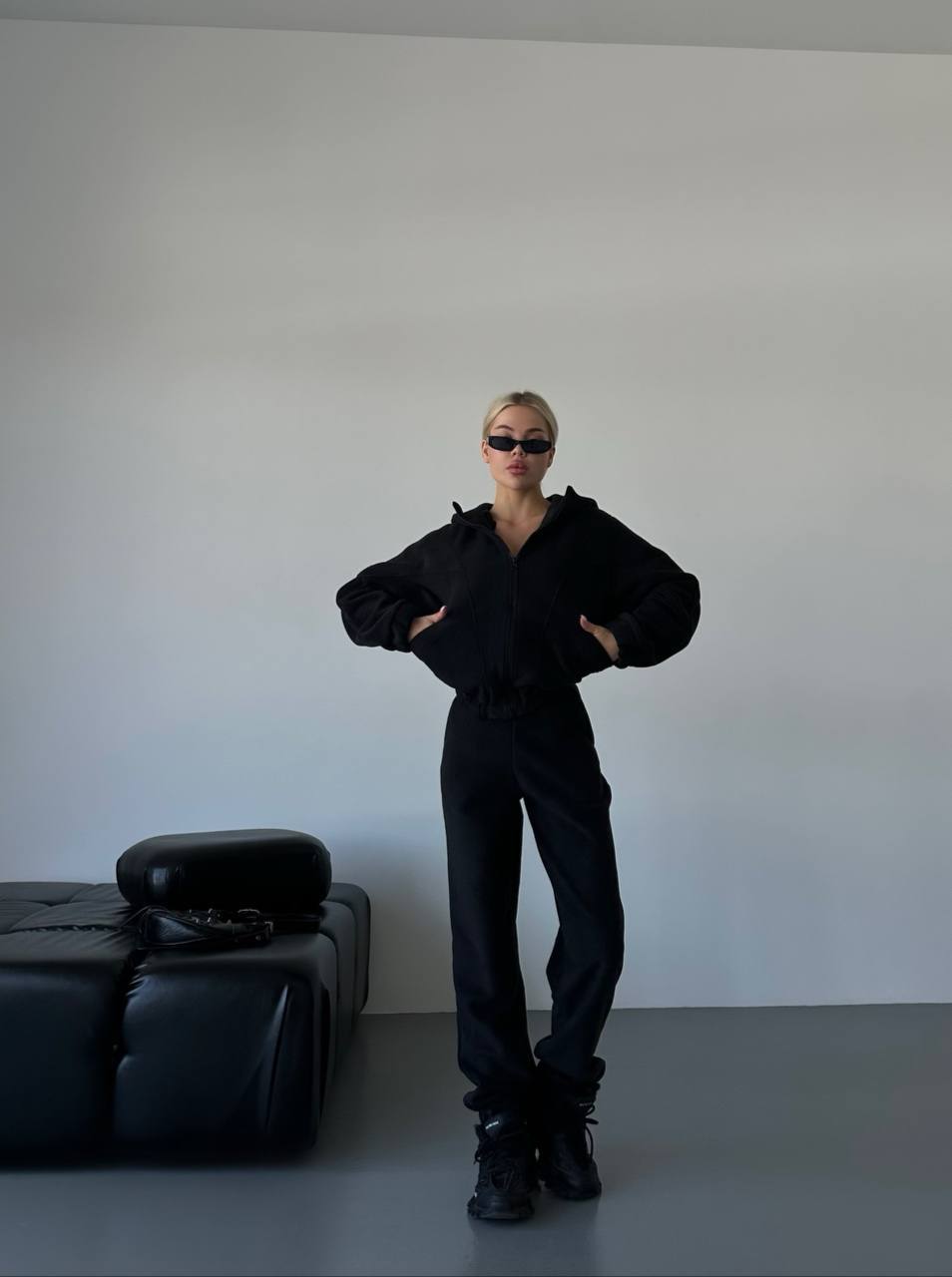 Damen Fleece-Jogginganzug mit modischem Stehkragen und praktischen Taschen Drune