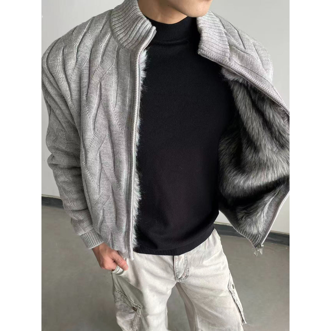 Herren Urbane Strickjacke mit Stehkragen und Reißverschluss Drune