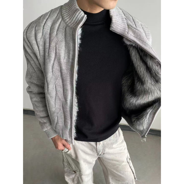 Herren Urbane Strickjacke mit Stehkragen und Reißverschluss Drune