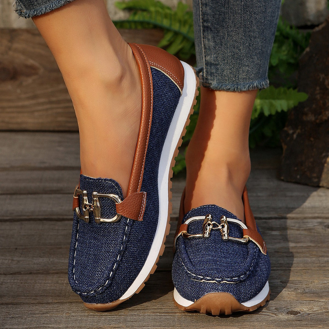 Damen Angesagte Plateau‑Loafer mit Gold‑Horsebit und gepolstertem Komfortfußbett Drune