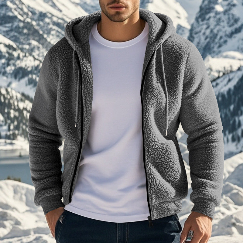 Herren kuschelige Fleecejacke mit hohem Kragen und Reißverschluss Drune