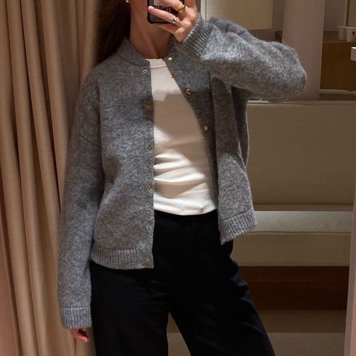 Damen Kuscheliger Strickcardigan mit Knopfleiste und Taschen Drune