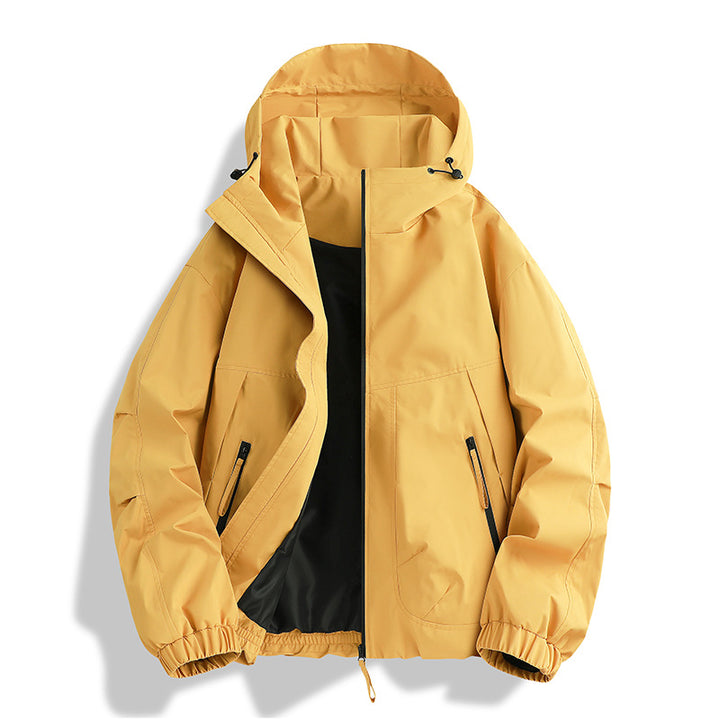 Herren wasserdichter Hooded-Utility-Parka mit verschweißten Nähten, verstellbarer Kapuze und verdeckten Reißverschlusstaschen Drune