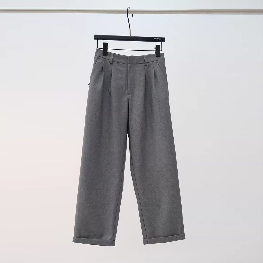 Damen weite Stoffhose mit eleganten Falten Drune