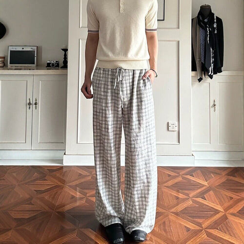 Herren Bequeme Karierter Freizeithose Drune