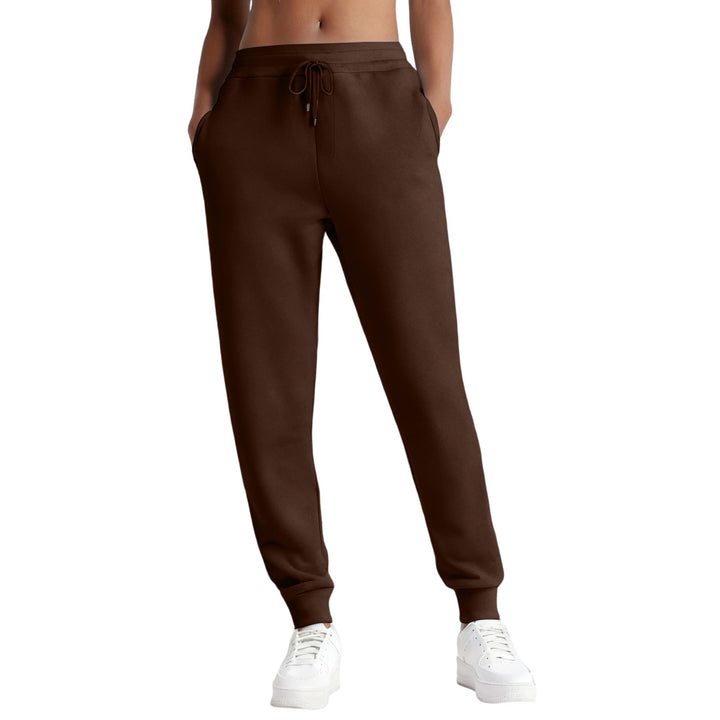 Damen nan schmale High‑Waist Sweat-Jogginghose mit hohem Komfortbund, verstellbarem Kordelzug und elastischen Knöchelbündchen Drune