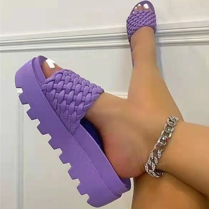 Damen bequeme Platform-Sandalen mit geflochtenem Obermaterial und ergonomischem Fußbett Drune