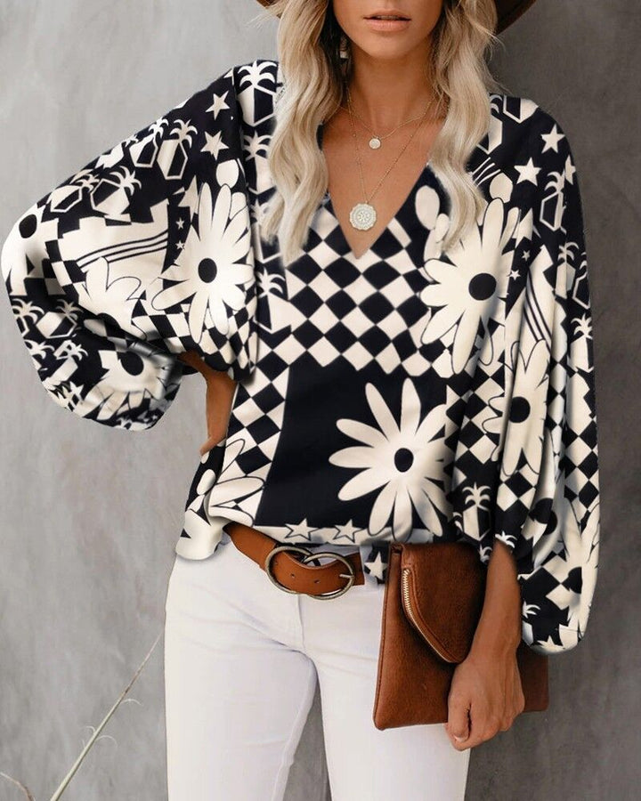 Damen Elegant geschnittene Bluse mit Leopardenmuster und Volantärmeln Drune
