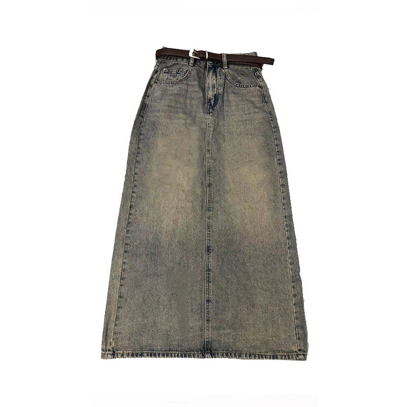Damen Maxi Denim Rock Drune