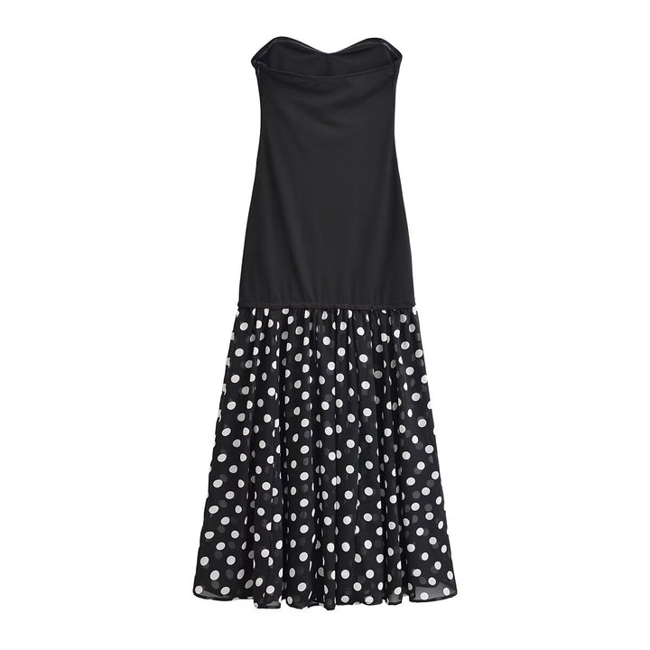 Damen Maxikleid mit schwingendem Rock und herzförmigem Ausschnitt Drune