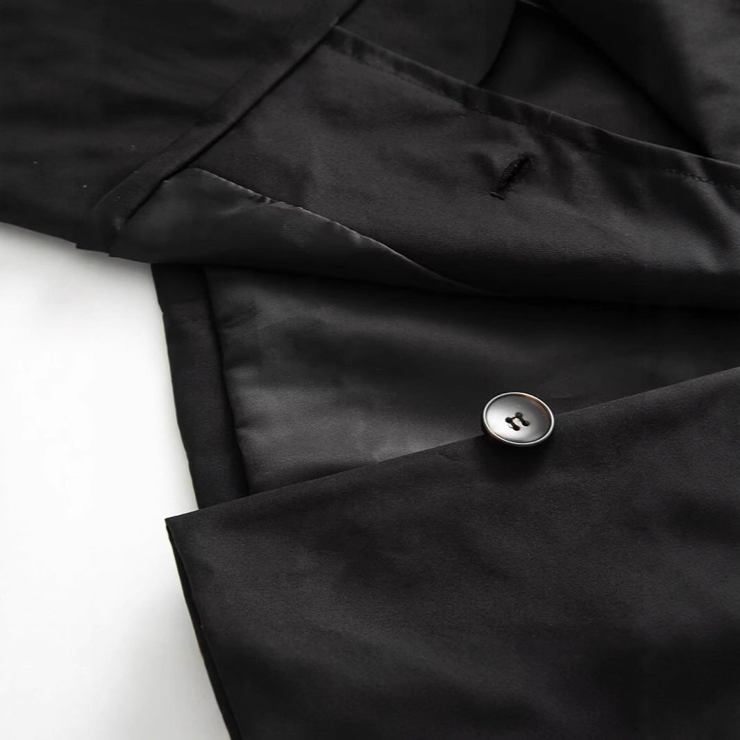 Damen Kurz geschnittener Cropped-Trenchcoat mit doppelreihiger Knopfleiste und Schulterklappen Drune