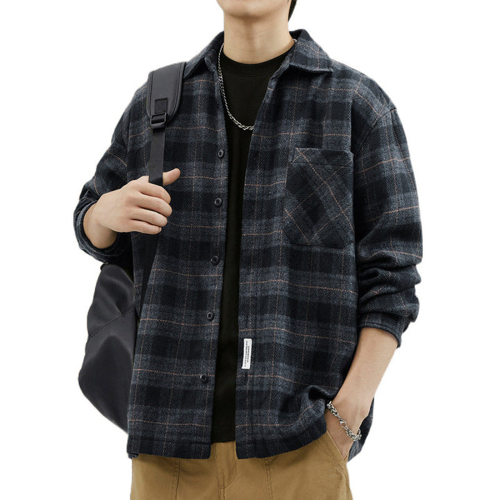 Herren Lässiges Karomuster Hemdjacke Drune