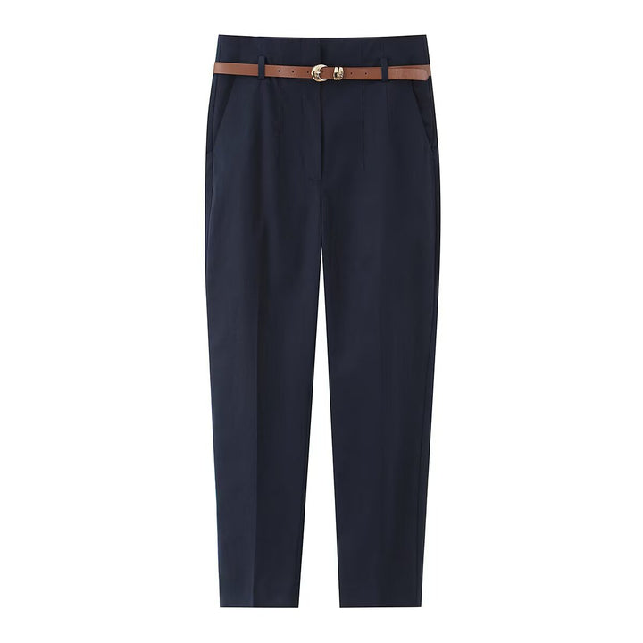 Damen elegante Chinohose mit praktischen Taschen und modischem Gürtel Drune
