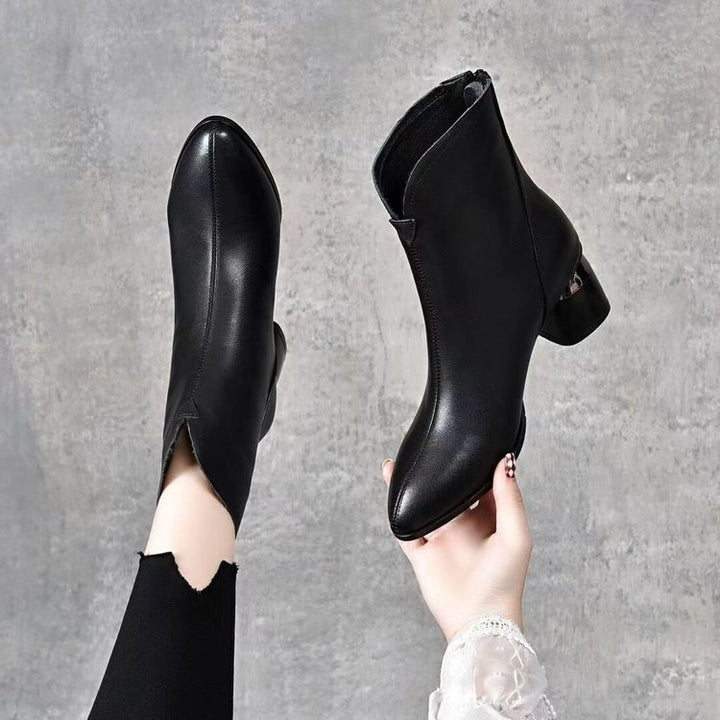 Damen Elegante Ankle Boots mit Glanz-Detail Drune