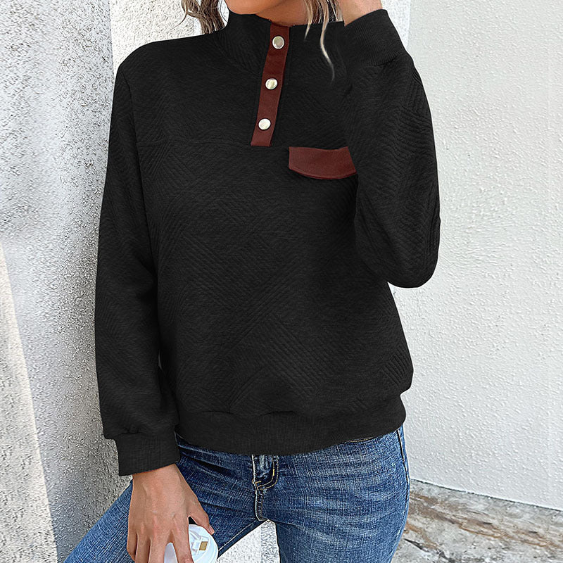 Damen Trendiger Pullover mit Stehkragen und geometrischem Muster Drune