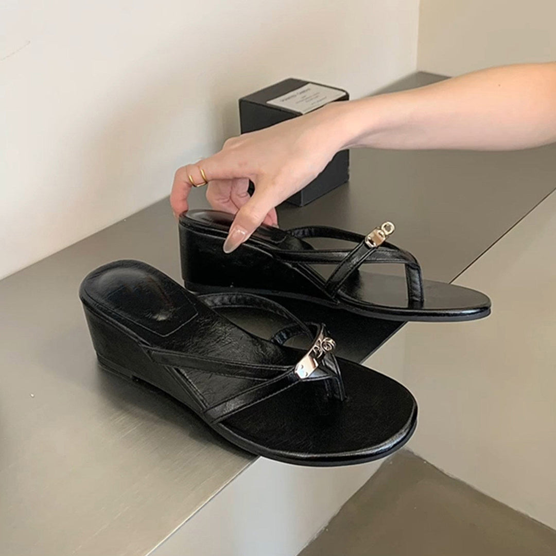 Damen Elegante Wedge-Sandalen mit modischem Riemchen-Design Drune