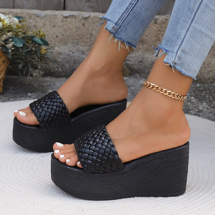 Damen Wedge-Pantoletten mit geflochtenem Obermaterial und komfortabler Sohle Drune