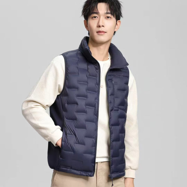 Herren leichte gesteppte Thermo-Daunenjacke mit Stehkragen und Brusttasche Drune