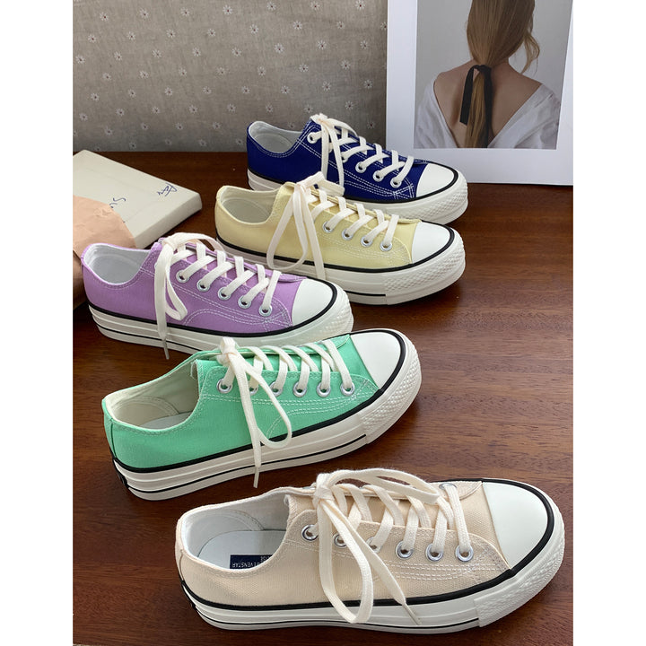 Damen Plateau-Sneaker aus robustem Canvas mit klassischem Schnürdesign und flexibler Sohle Drune