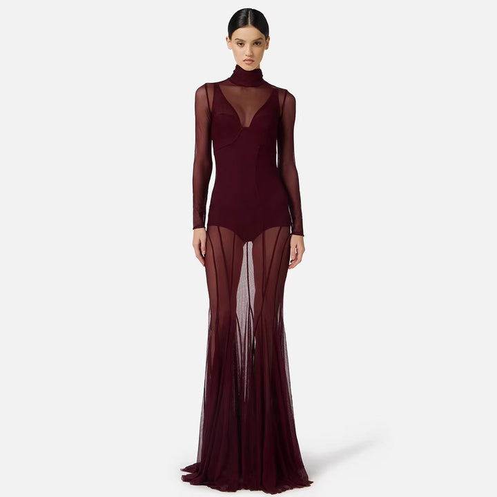 Damen Elegantes und transparentes Abendkleid Drune