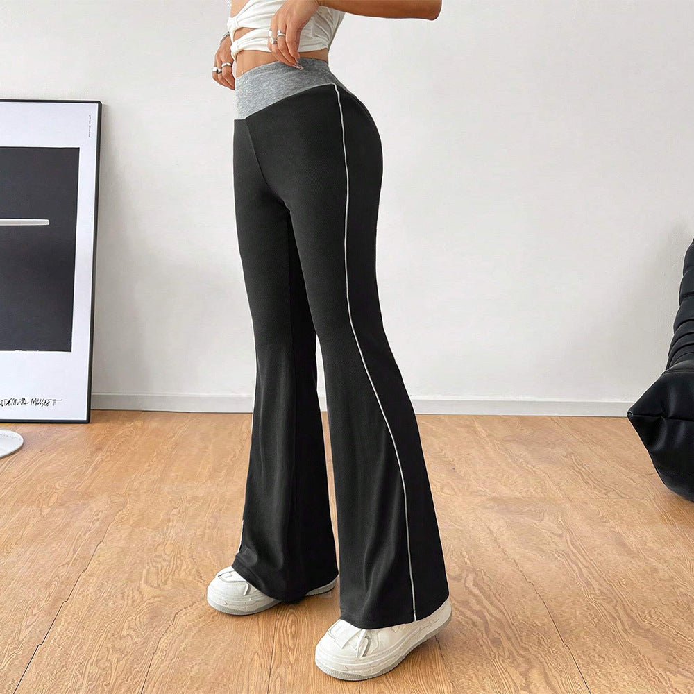 Damen Sportliche Flared-Hose mit hohem Bund und kontrastierenden Seiteneinsätzen Drune